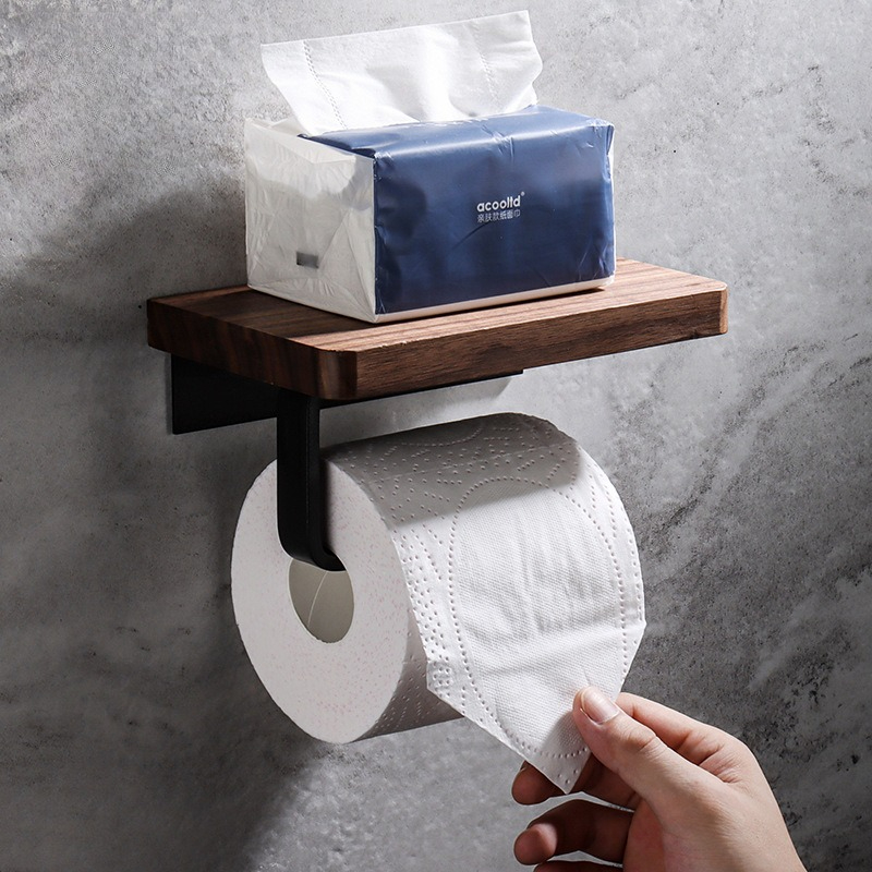 Home Bathroom Paper Towel Dispenser - Drewniany uchwyt na chusteczki, montowany na