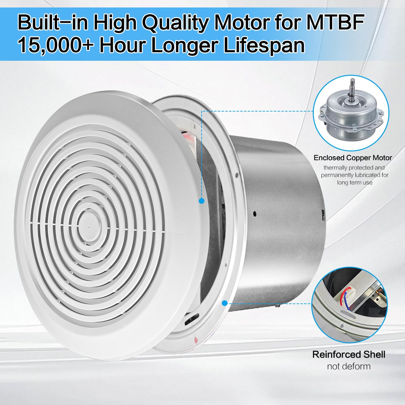 Home Bathroom Vent Fans - Wentylator łazienkowy V2262-50, 7 cali, 50