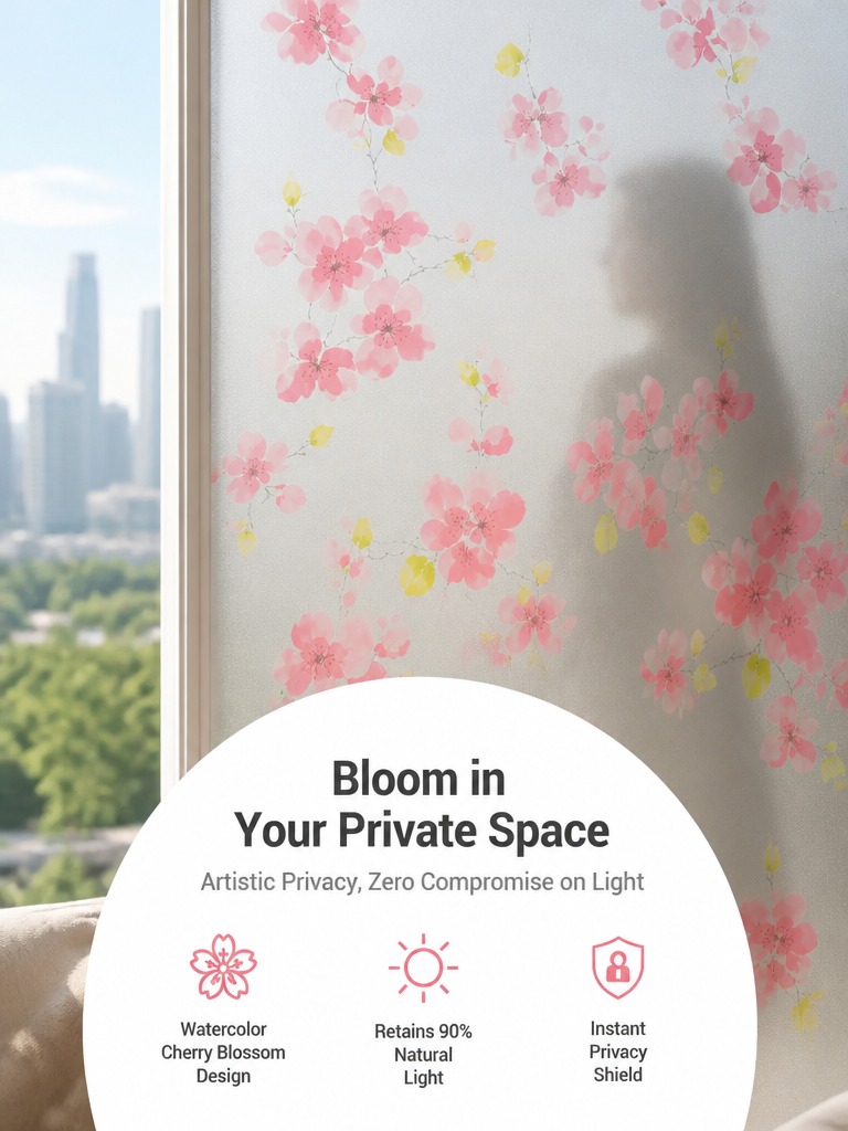 Home Bathroom Window - Matowa folia okienna zapewniająca prywatność, przezroczysta,