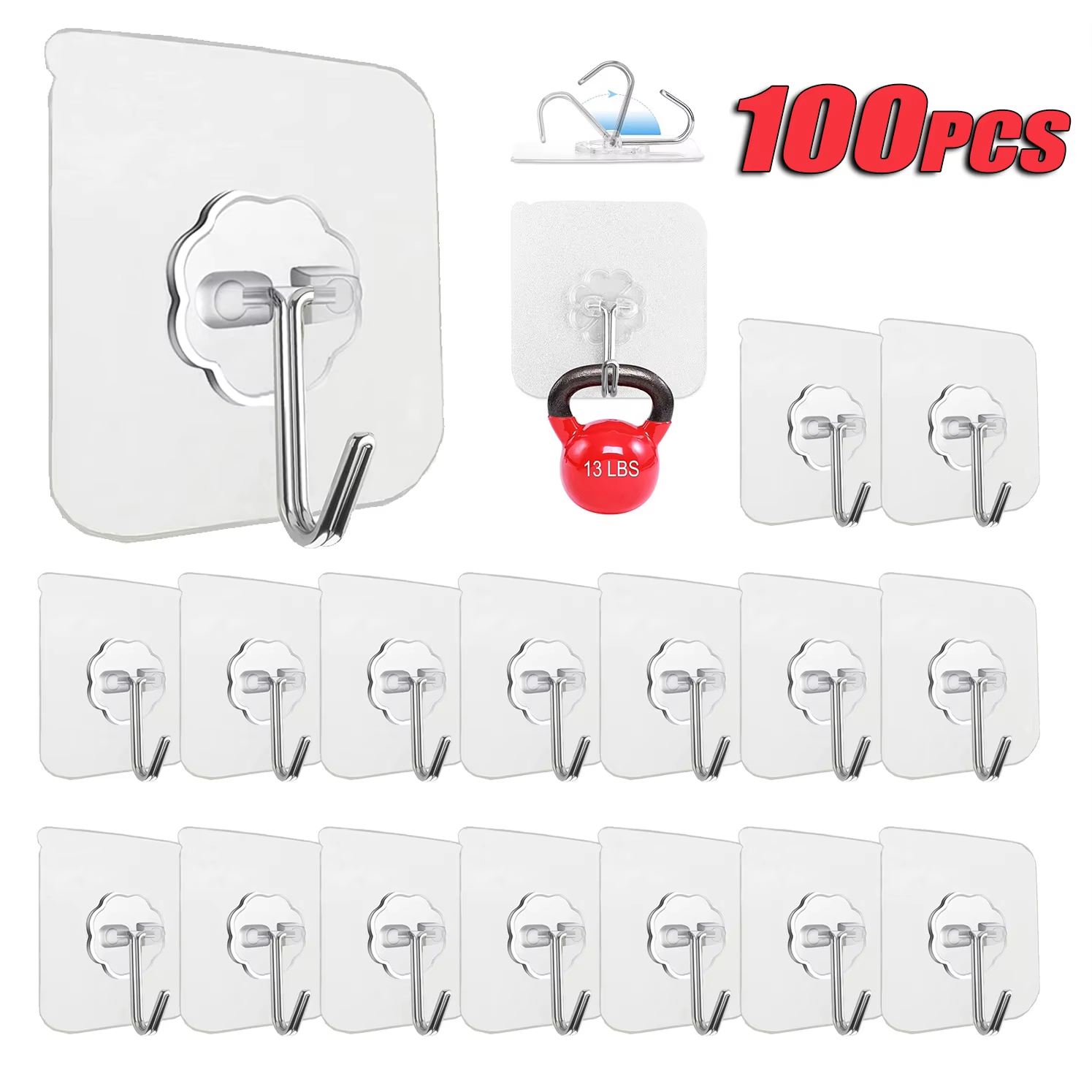 Towel Bar Stainless - Przezroczyste samoprzylepne haki ścienne ze stali