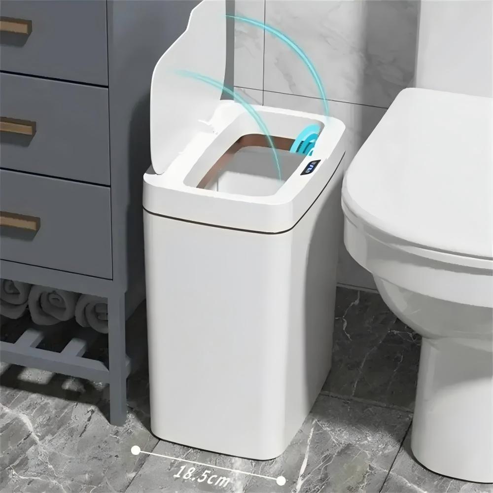 Home Bathroom Trash Can - Biały bezdotykowy kosz na śmieci 15L