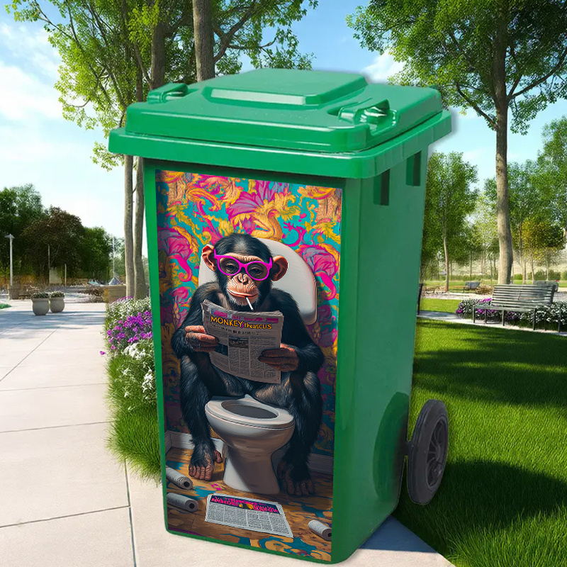 Home Bathroom Trash Can - Zabawna naklejka na kosz na śmieci