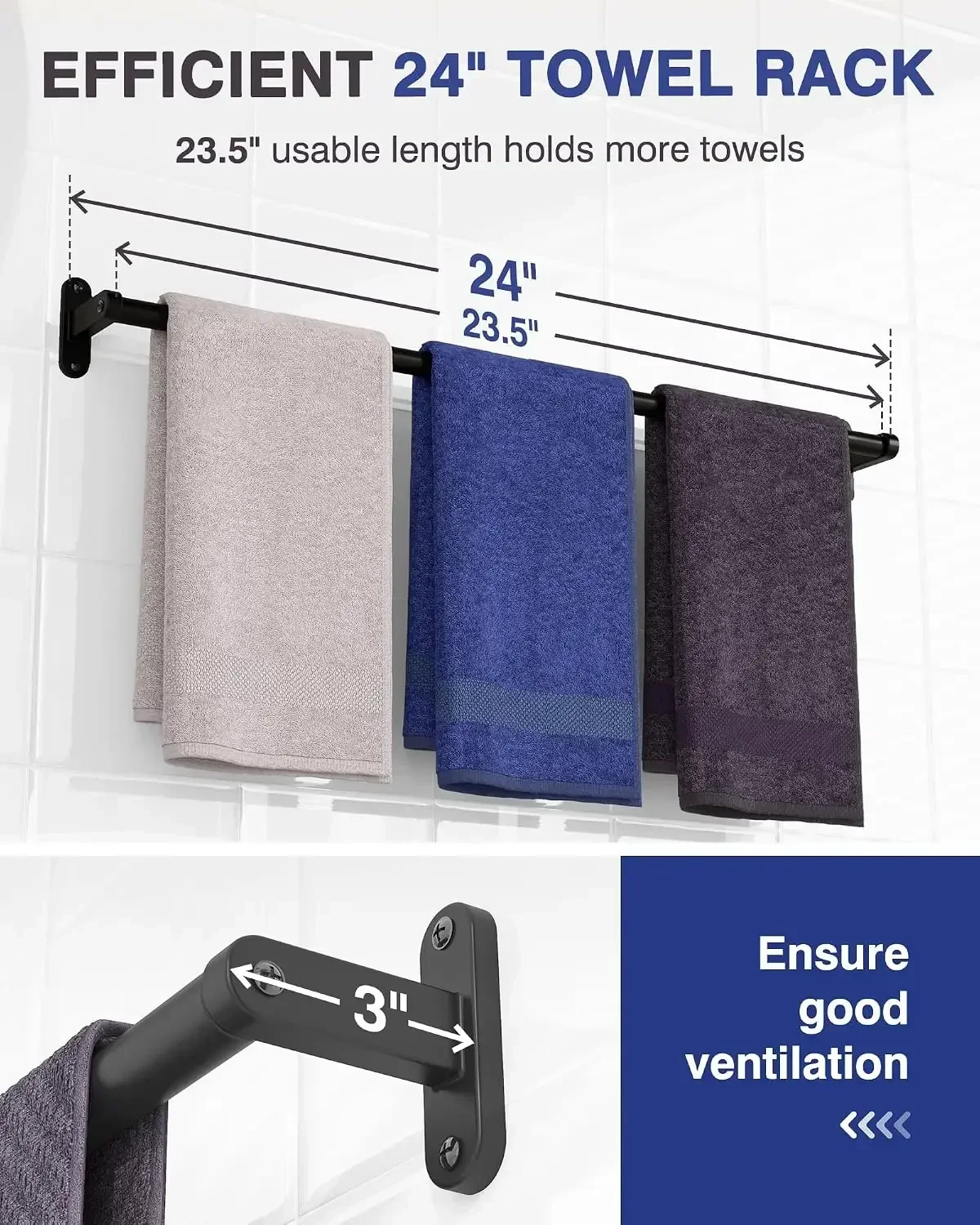 Matowy czarny wieszak na ręczn – Home Essentials Bathroom Rack recenzja i cena