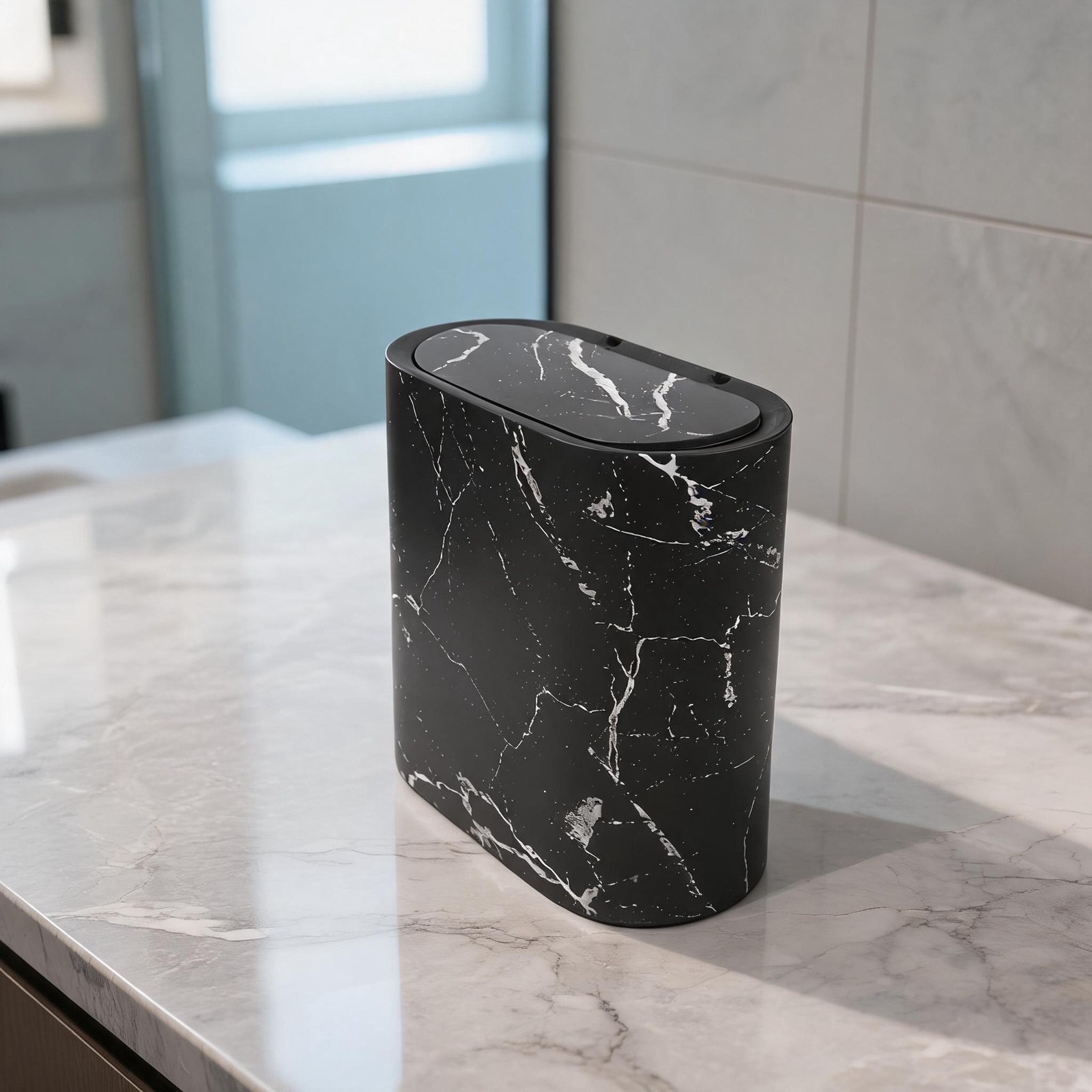 Wąska skrzynka na śmieci z mar – Home Bathroom Trash Can recenzja i cena