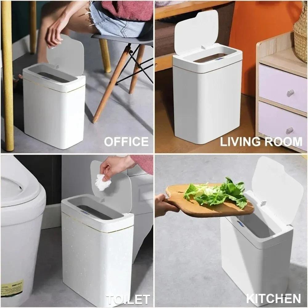 Biały bezdotykowy kosz na śmie – Home Bathroom Trash Can recenzja i cena